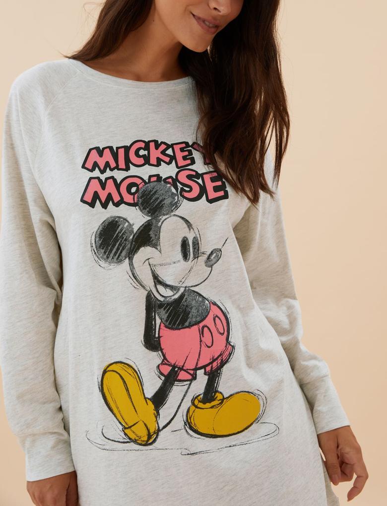 Kadın Bej Disney Mickey™ Temalı Gecelik