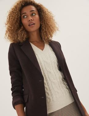 Kadın Kahverengi Relaxed Fit Blazer Ceket