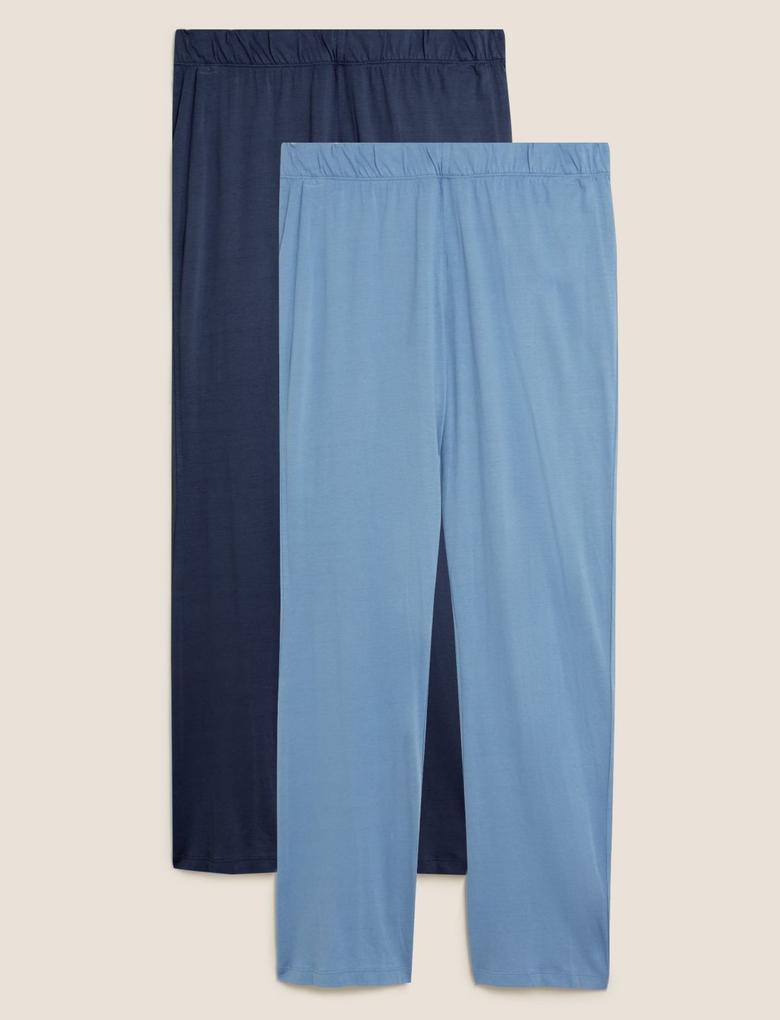Kadın Mavi 2'li Modal Pijama Altı Seti