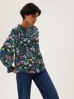 Kadın Multi Renk Çiçek Desenli Uzun Kollu Bluz