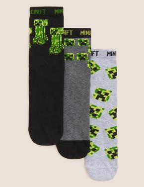 Çocuk Multi Renk 3'lü Minecraft™ Temalı Pamuklu Çorap Seti