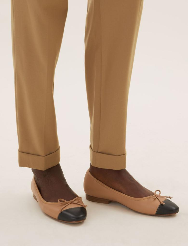 Kadın Kahverengi Pileli Tapered Ankle Grazer Pantolon