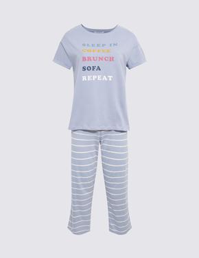 Kadın Mavi Kısa Kollu Pijama Takımı