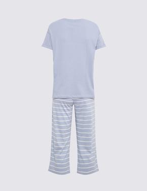 Kadın Mavi Kısa Kollu Pijama Takımı