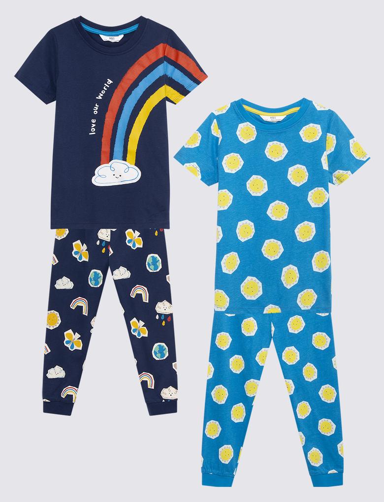 Çocuk Lacivert 2'li Grafik Desenli Pijama Takımı