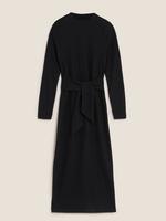 Kadın Siyah Kuşak Detaylı Midi Elbise
