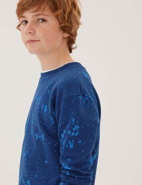 Erkek Çocuk Mavi Renk Temalı Uzun Kollu Sweatshirt
