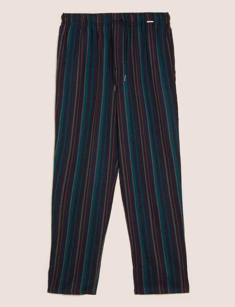 Erkek Multi Renk Tencel™ Çizgili Pijama Altı