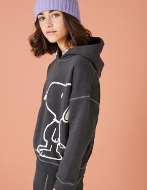 Kız Çocuk Gri Snoopy™ Kapüşonlu Sweatshirt (6-16 Yaş)