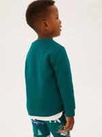 Erkek Çocuk Yeşil Grafik Desenli Sweatshirt (2-7 Yaş)
