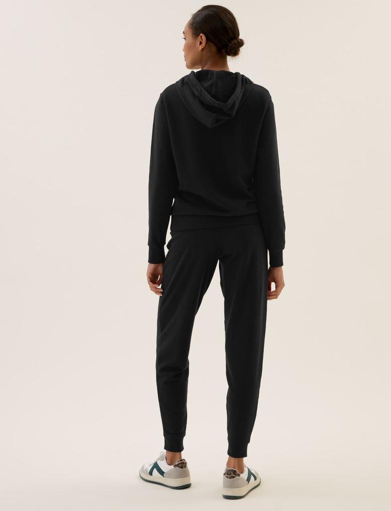 Kadın Siyah Relaxed Fit Kapüşonlu Sweatshirt