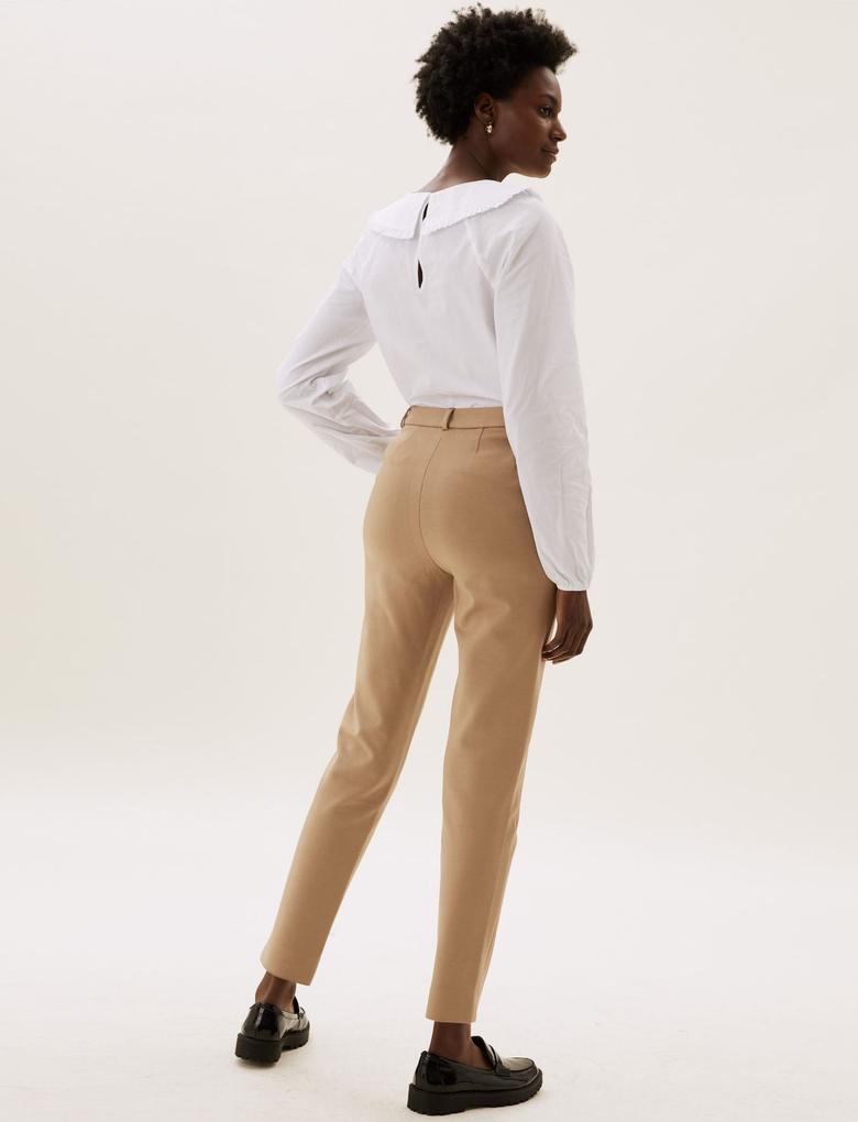 Kadın Kahverengi Slim Fit Ankle Grazer Pantolon
