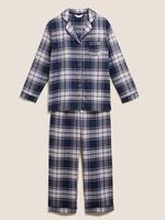 Kadın Lacivert Ekose Desenli Pijama Takımı