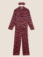 Kadın Siyah Kalp Desenli Pijama Seti