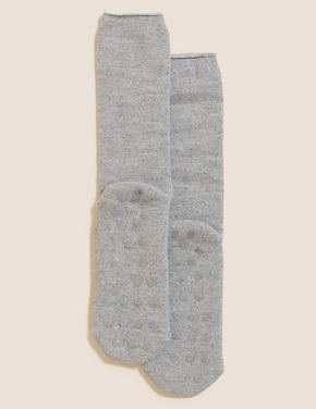 Kadın Gri Yünlü Termal Çorap