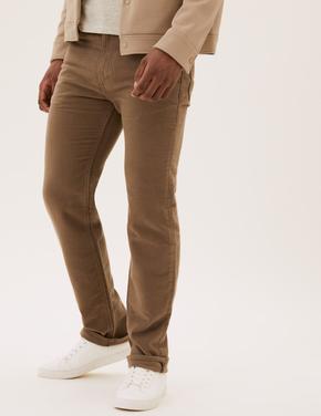Erkek Kahverengi Saf Pamuklu Regular Fit Moleskin Pantolon