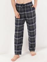 Erkek Gri Saf Pamuklu Kareli Pijama Takımı