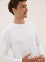 Erkek Beyaz Saf Pamuklu Uzun Kollu T-Shirt