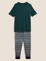 Erkek Yeşil Supersoft Kısa Kollu Pijama Takımı