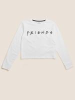 Kız Çocuk Beyaz Friends™ Saf Pamuklu Uzun Kollu T-Shirt