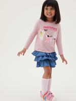 Kız Çocuk Pembe Saf Pamuklu Uzun Kollu T-Shirt (2-7 Yaş)