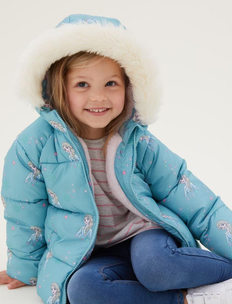 Kız Çocuk Mavi Stormwear™ Disney Frozen™ Puffer Şişme Mont (2-10 Yaş)