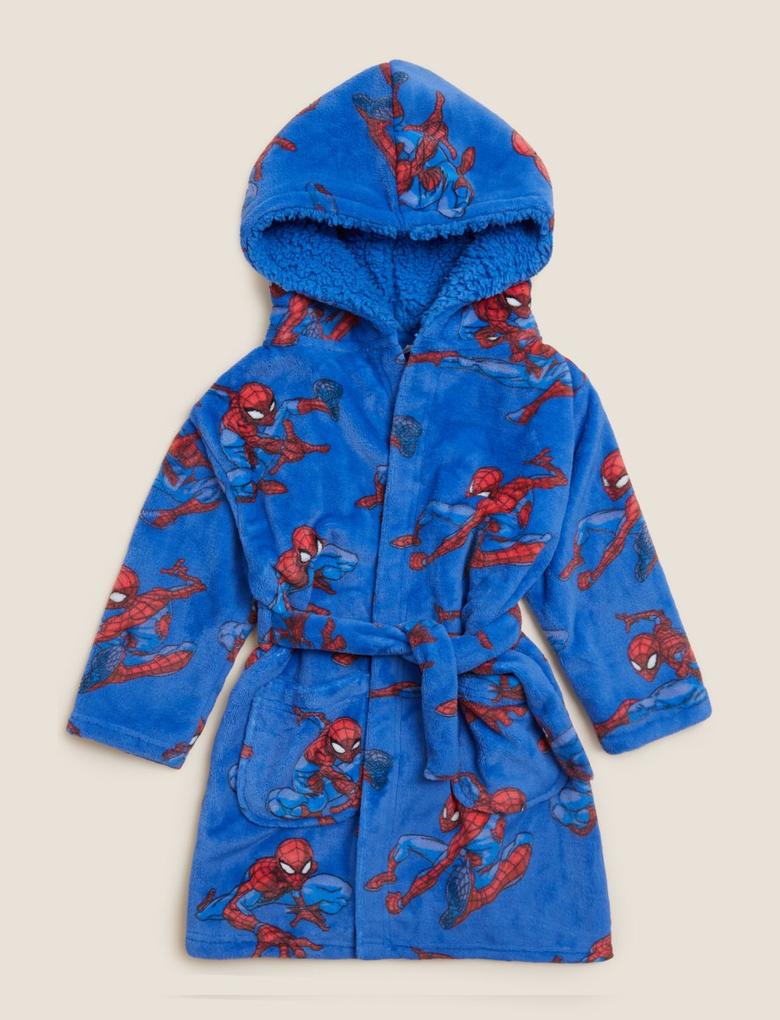 Çocuk Mavi Spider-Man™ Kapüşonlu Sabahlık (2-8 Yaş)