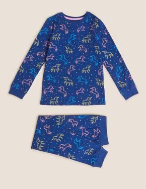 Çocuk Lacivert Unicorn Desenli Pijama Takımı