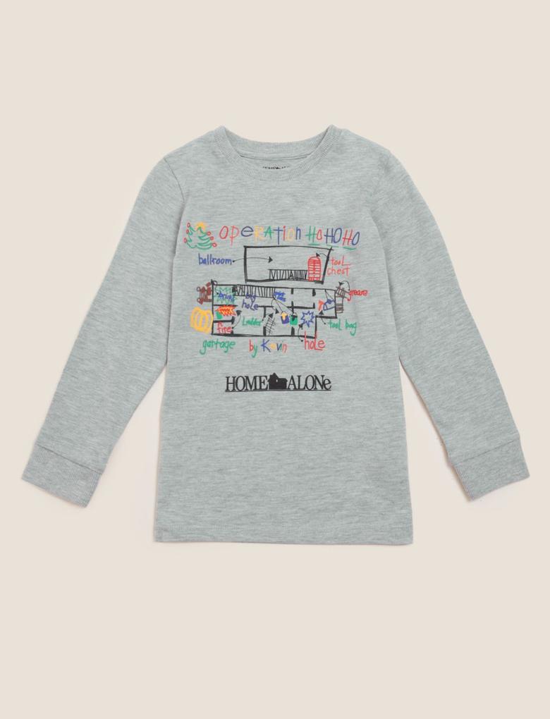 Erkek Çocuk Gri Home Alone™ Uzun Kollu T-Shirt (2-7 Yaş)