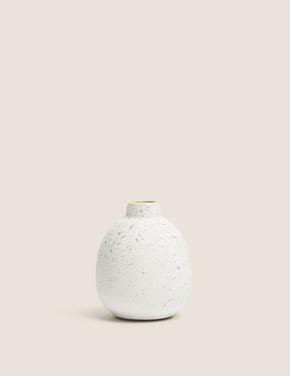 Ev Beyaz Desenli Dekoratif Seramik Vazo