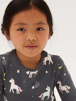 Çocuk Gri Unicorn Desenli Pijama Takımı (1-7 Yaş)