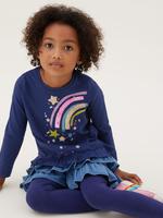 Kız Çocuk Lacivert Saf Pamuklu Pullu T-Shirt