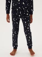 Çocuk Siyah Yıldız Desenli Kadife Pijama Takımı (6-16 Yaş)