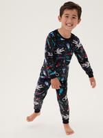 Çocuk Multi Renk Uzay Desenli Kadife Pijama Takımı (1-7 Yaş)