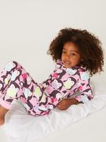Çocuk Pembe Saf Pamuklu Penguen Desenli Pijama Takımı (1-7 Yaş)