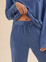 Kadın Mavi Slogan Detaylı Pijama Takımı