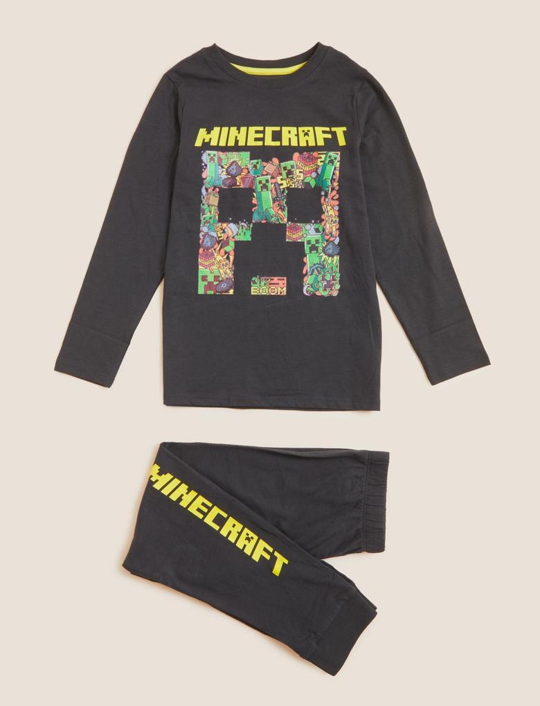 Çocuk Multi Renk Saf Pamuklu Minecraft™ Pijama Takımı (6-16 Yaş)