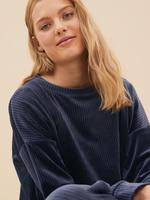 Kadın Lacivert Flexifit™ Kadife Sweatshirt