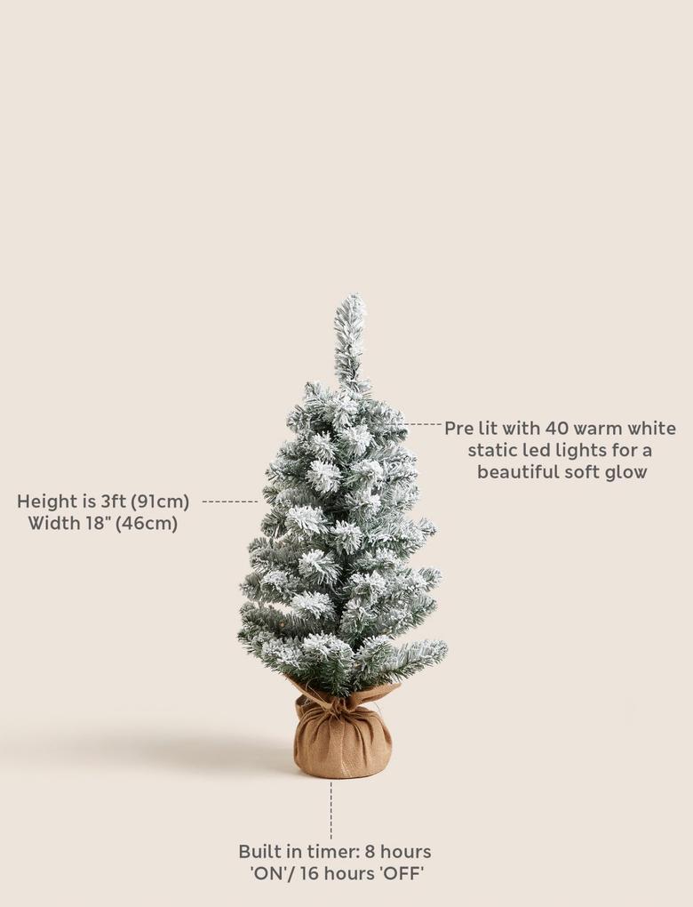Ev Beyaz Kar Detaylı Işıklı Yılbaşı Ağacı