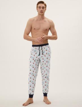 Erkek Gri Desenli Supersoft Pijama Altı
