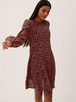 Kadın Siyah Yıldız Desenli Mini Elbise