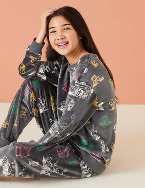 Çocuk Multi Renk Snoopy™ Kadife Pijama Takımı (2-16 Yaş)