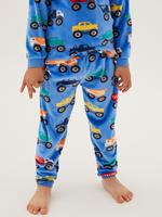 Çocuk Multi Renk Araba Desenli Kadife Pijama Takımı (1-7 Yaş)