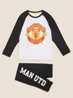 Çocuk Siyah Saf Pamuklu Manchester United FC™ Pijama Takımı (6-16 Yaş)