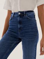Kadın Lacivert Yüksek Belli Straight Leg Jean Pantolon