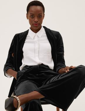 Kadın Siyah Kadife Blazer Ceket