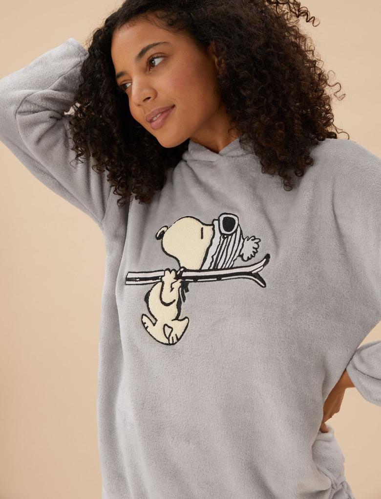 Kadın Gri Snoopy™ Polar Pijama Takımı