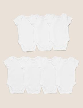 Bebek Beyaz Saf Pamuklu 7'li Bodysuit (0-3 Yaş)