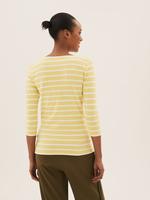 Kadın Sarı Fitted Fit Çizgili T-Shirt