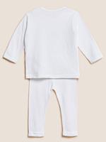  Beyaz Grafik Desenli Pijama Takımı (0-1 Yaş)
